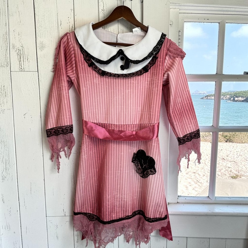 Child Costume Dress Spirit Halloween Girls L Pink Broken Deadly Doll Creepy
